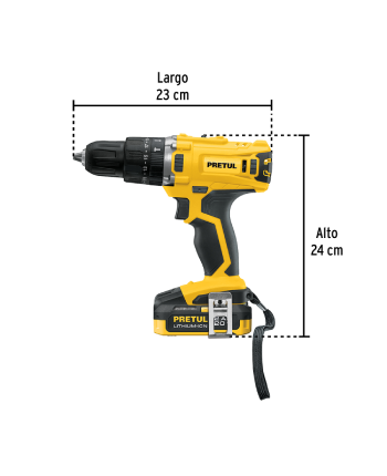 TALADRO INALAMBRICO PERCUTOR  20V, 1/2” PRETUL