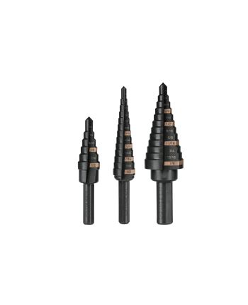 JUEGO DE 3 BROCAS ESCALONADAS DE ÓXIDO NEGRO, TRUPER