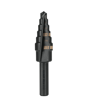 BROCA ESCALONADA ÓXIDO NEGRO 6 ESCALONES 3/16" A 1/2",TRUPER
