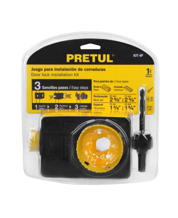 JUEGO DE 4 PIEZAS PARA INSTALAR CERRADURAS PRETUL