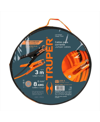 CABLES INICIAR BATERÍA CARRO 225A X3MT TRUPER