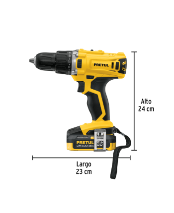 TALADRO INALAMBRICO ATORNILLADOR 20V, 1/2” PRETUL