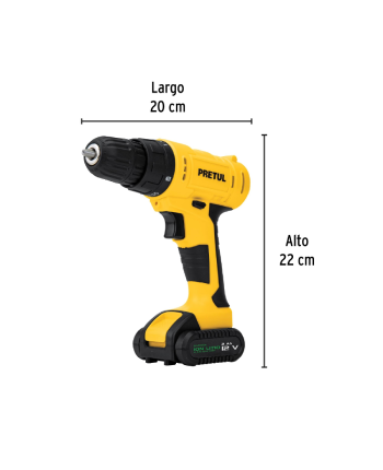 TALADRO INALAMBRICO ATORNILLADOR 12V,  3/8"  PRETUL