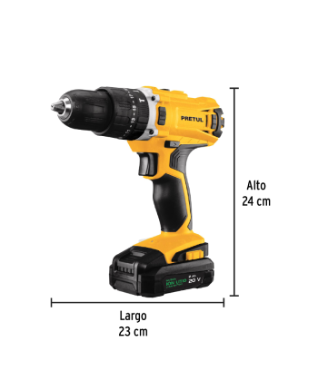 TALADRO INALAMBRICO PERCUTOR  20V, 1/2” 32 PIEZAS PRETUL