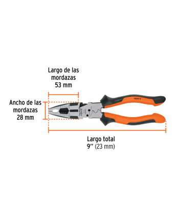 PINZA MULTIUSO 9" ELECTRICISTA, COMFORT GRIP, TRUPER EXPERT